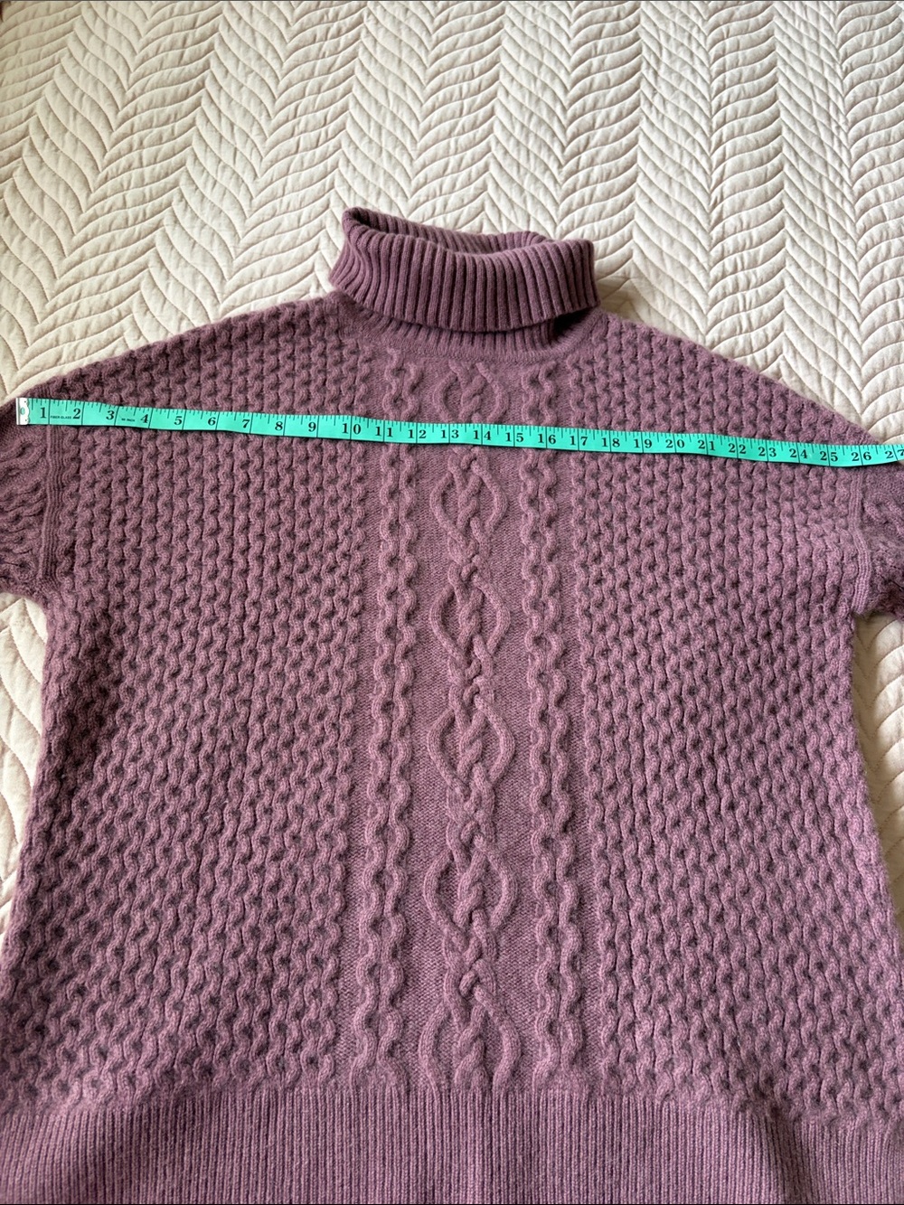 Nordstrom Signature 100% Cashmere Cable Knit Turtleneck Sweater Women’s Medium - Picture 7 of 9